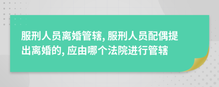 服刑人员离婚管辖, 服刑人员配偶提出离婚的, 应由哪个法院进行管辖