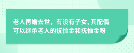 老人再婚去世，有没有子女, 其配偶可以继承老人的抚恤金和抚恤金呀