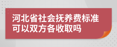 河北省社会抚养费标准可以双方各收取吗