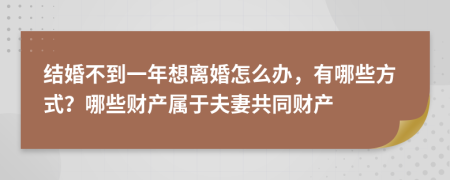 结婚不到一年想离婚怎么办，有哪些方式？哪些财产属于夫妻共同财产