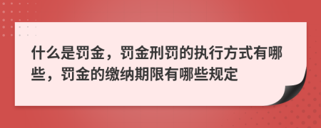 什么是罚金，罚金刑罚的执行方式有哪些，罚金的缴纳期限有哪些规定