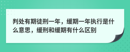 判处有期徒刑一年，缓期一年执行是什么意思，缓刑和缓期有什么区别