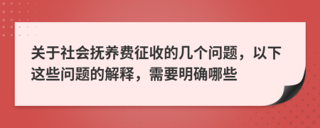 关于社会抚养费征收的几个问题，以下这些问题的解释，需要明确哪些