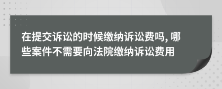 在提交诉讼的时候缴纳诉讼费吗, 哪些案件不需要向法院缴纳诉讼费用