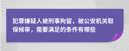 犯罪嫌疑人被刑事拘留，被公安机关取保候审，需要满足的条件有哪些