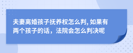 夫妻离婚孩子抚养权怎么判, 如果有两个孩子的话，法院会怎么判决呢