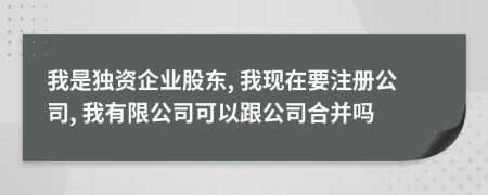 我是独资企业股东, 我现在要注册公司, 我有限公司可以跟公司合并吗