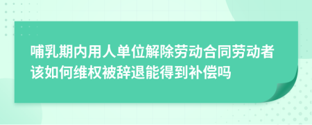 哺乳期内用人单位解除劳动合同劳动者该如何维权被辞退能得到补偿吗