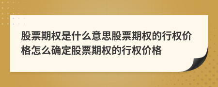 股票期权是什么意思股票期权的行权价格怎么确定股票期权的行权价格