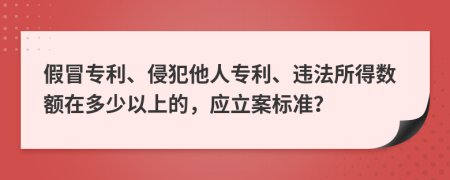 假冒专利、侵犯他人专利、违法所得数额在多少以上的，应立案标准？