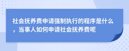 社会抚养费申请强制执行的程序是什么，当事人如何申请社会抚养费呢