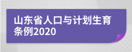 山东省人口与计划生育条例2020