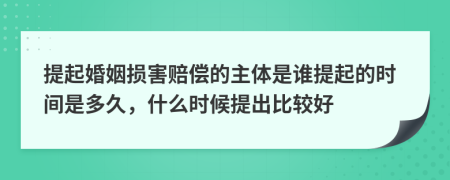 提起婚姻损害赔偿的主体是谁提起的时间是多久，什么时候提出比较好