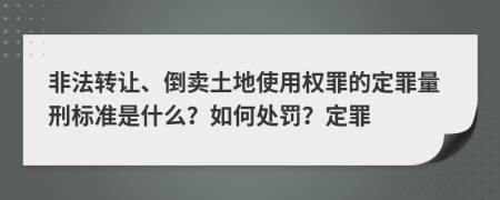 非法转让、倒卖土地使用权罪的定罪量刑标准是什么？如何处罚？定罪