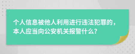 个人信息被他人利用进行违法犯罪的，本人应当向公安机关报警什么？