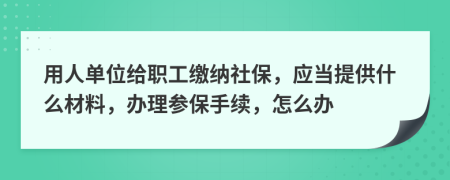 用人单位给职工缴纳社保，应当提供什么材料，办理参保手续，怎么办