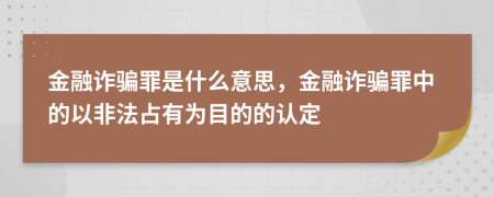 金融诈骗罪是什么意思，金融诈骗罪中的以非法占有为目的的认定