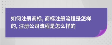 如何注册商标, 商标注册流程是怎样的, 注册公司流程是怎么样的