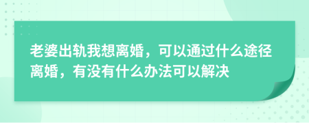 老婆出轨我想离婚，可以通过什么途径离婚，有没有什么办法可以解决