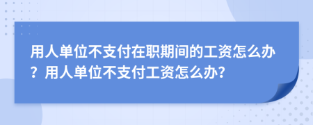 用人单位不支付在职期间的工资怎么办？用人单位不支付工资怎么办？