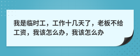 我是临时工，工作十几天了，老板不给工资，我该怎么办，我该怎么办