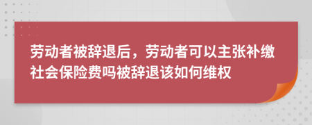 劳动者被辞退后，劳动者可以主张补缴社会保险费吗被辞退该如何维权