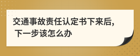 交通事故责任认定书下来后, 下一步该怎么办