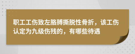 职工工伤致左胳膊撕脱性骨折，该工伤认定为九级伤残的，有哪些待遇