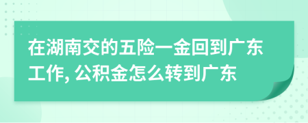 在湖南交的五险一金回到广东工作, 公积金怎么转到广东