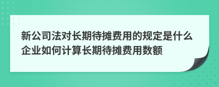 新公司法对长期待摊费用的规定是什么企业如何计算长期待摊费用数额