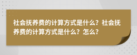 社会抚养费的计算方式是什么？社会抚养费的计算方式是什么？怎么？