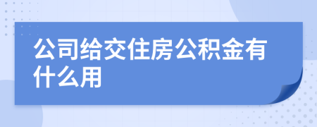 公司给交住房公积金有什么用