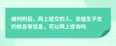 被判刑后，网上提交的人、非婚生子女的姓名等信息，可以网上查询吗