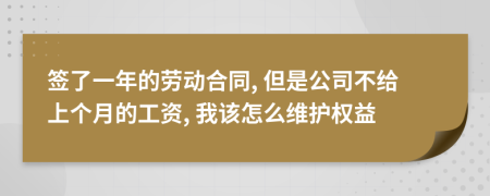 签了一年的劳动合同, 但是公司不给上个月的工资, 我该怎么维护权益