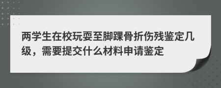 两学生在校玩耍至脚踝骨折伤残鉴定几级，需要提交什么材料申请鉴定