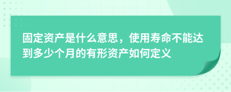 固定资产是什么意思，使用寿命不能达到多少个月的有形资产如何定义