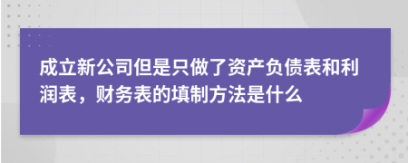 成立新公司但是只做了资产负债表和利润表，财务表的填制方法是什么