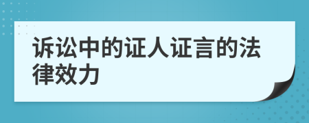 诉讼中的证人证言的法律效力