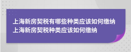 上海新房契税有哪些种类应该如何缴纳上海新房契税种类应该如何缴纳