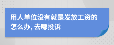 用人单位没有就是发放工资的怎么办, 去哪投诉