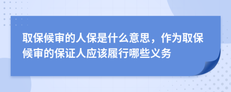 取保候审的人保是什么意思，作为取保候审的保证人应该履行哪些义务