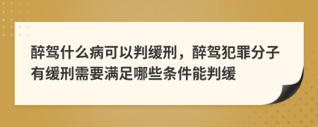 醉驾什么病可以判缓刑，醉驾犯罪分子有缓刑需要满足哪些条件能判缓