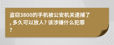 盗窃3800的手机被公安机关逮捕了, 多久可以放人? 该涉嫌什么犯罪?