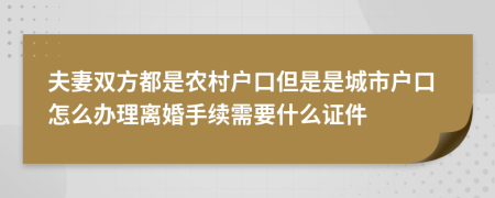 夫妻双方都是农村户口但是是城市户口怎么办理离婚手续需要什么证件