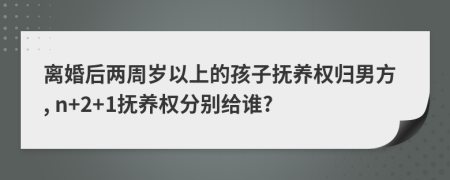 离婚后两周岁以上的孩子抚养权归男方, n+2+1抚养权分别给谁?