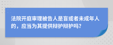 法院开庭审理被告人是盲或者未成年人的，应当为其提供辩护辩护吗？