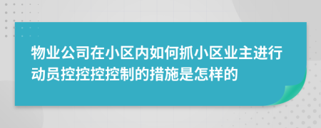 物业公司在小区内如何抓小区业主进行动员控控控控制的措施是怎样的