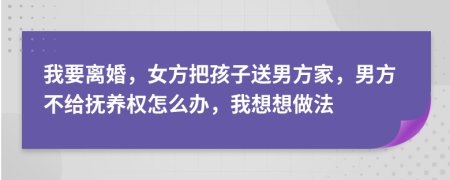 我要离婚，女方把孩子送男方家，男方不给抚养权怎么办，我想想做法