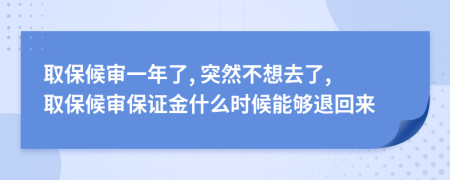 取保候审一年了, 突然不想去了, 取保候审保证金什么时候能够退回来