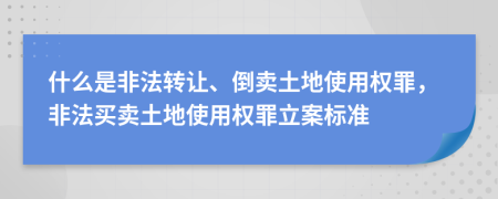 什么是非法转让、倒卖土地使用权罪，非法买卖土地使用权罪立案标准